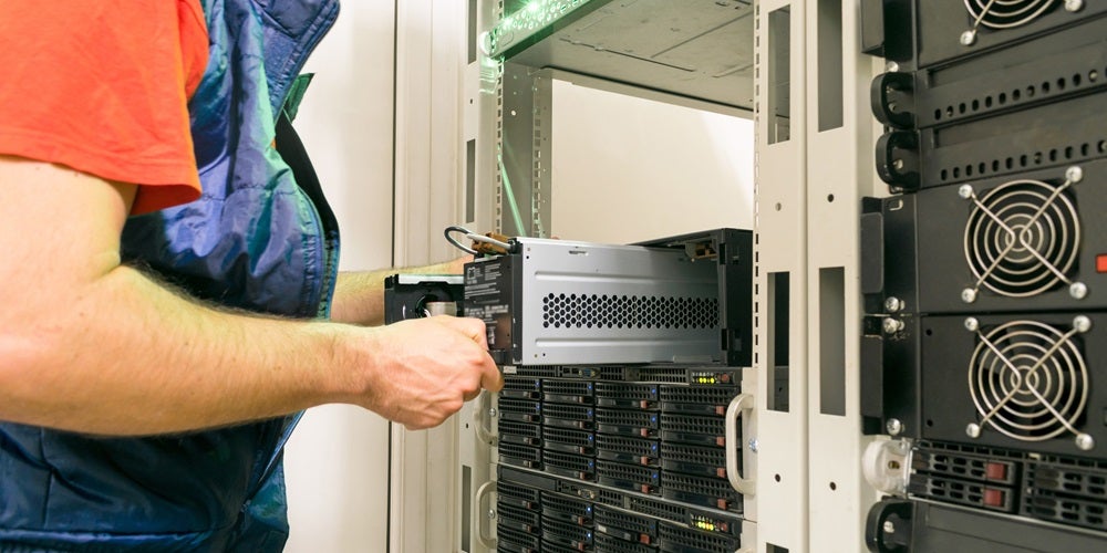 Replace server power supply unit (PSU) in server rack room
