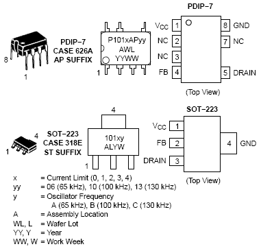 NCP1013: 高電圧スイッチング・レギュレータ (オフライン SMPS 対応)