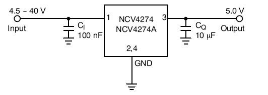 NCV4274: リニア電圧レギュレータ、400 mA