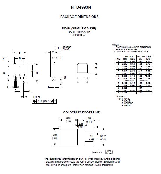 NTD4969N: シングル N チャネル・パワー MOSFET 30V、41A、9mΩ