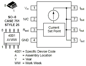 NUD4001: LEDドライバ、高電流