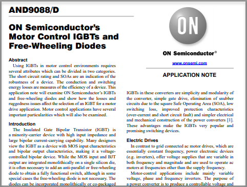 Motor Control IGBTs and Free‐Wheeling Diodes Application Note Thumbnail