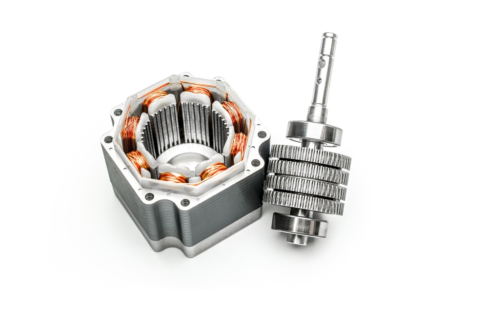 Stepper motor, disassembled.