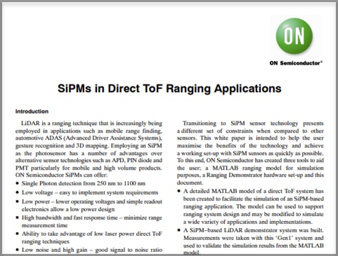 SiPMs in Direct ToF Ranging Applications Thumbnail